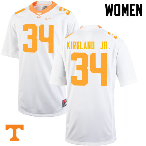 Women #34 Darrin Kirkland Jr. Tennessee Volunteers College Football Jerseys-White